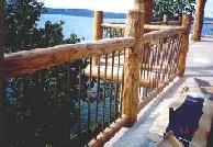 steel deck with log and copper pickets