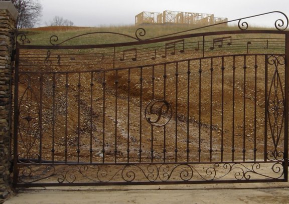 custom wrought iron gate with music notes