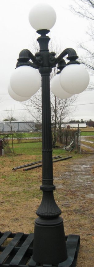 five light lamp post with arms down