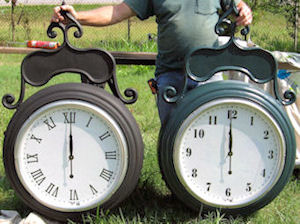 arabic and roman numeral street clocks