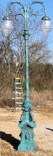st tropez twin light street lamp with trinidad design polycarbonate globes