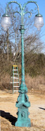 st tropez twin light street lamp with polycarbonate trinidad globes