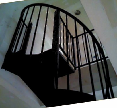 close up view of spiral staicase